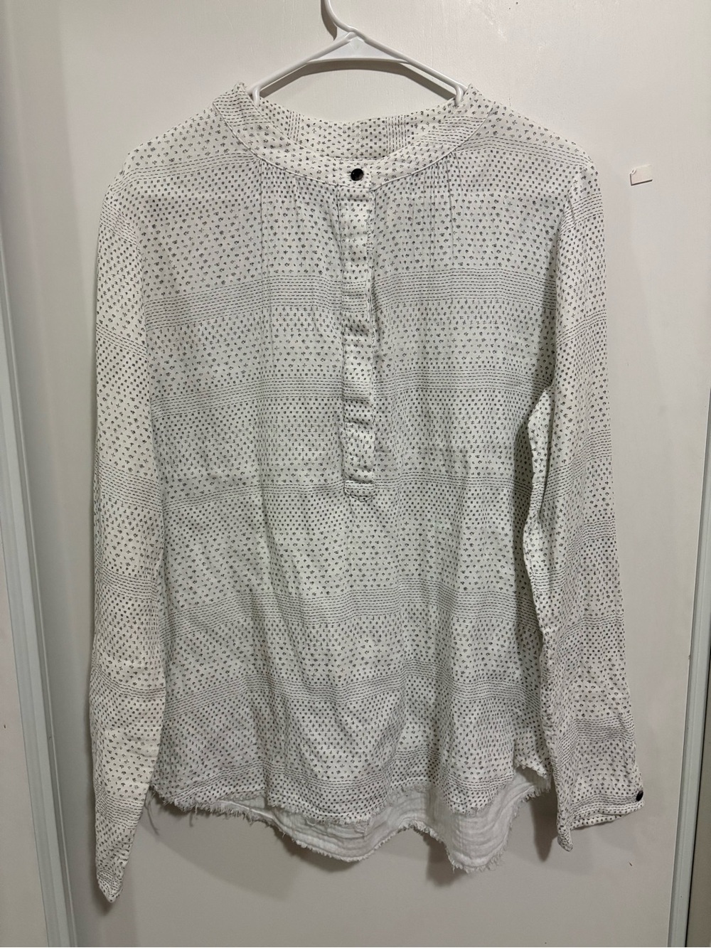 Current/Elliott Women Basic White Cotton Long Sleeve Blouse Size 2